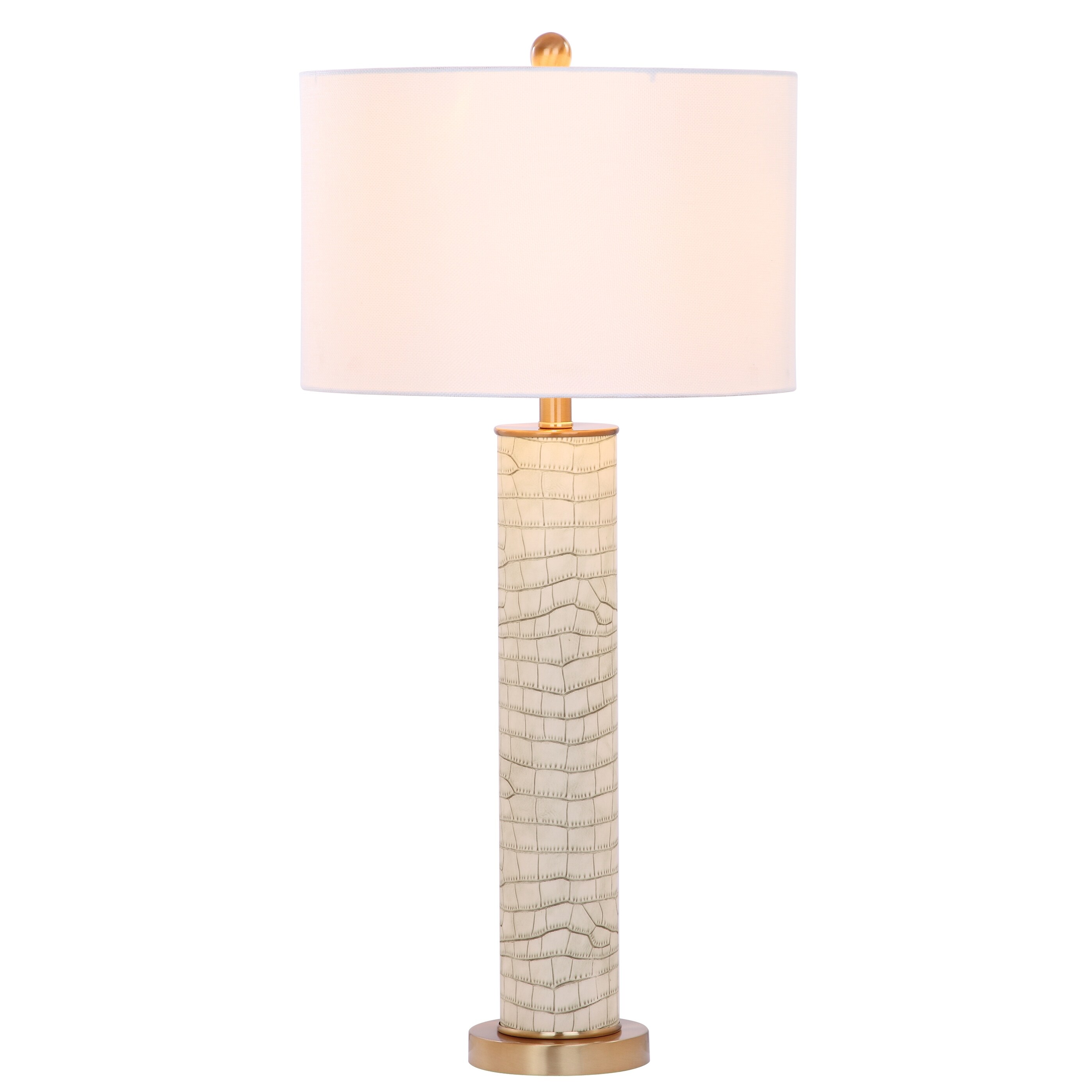 SAFAVIEH Lighting 32-inch Ollie Faux Snakeskin Cream Table Lamp 