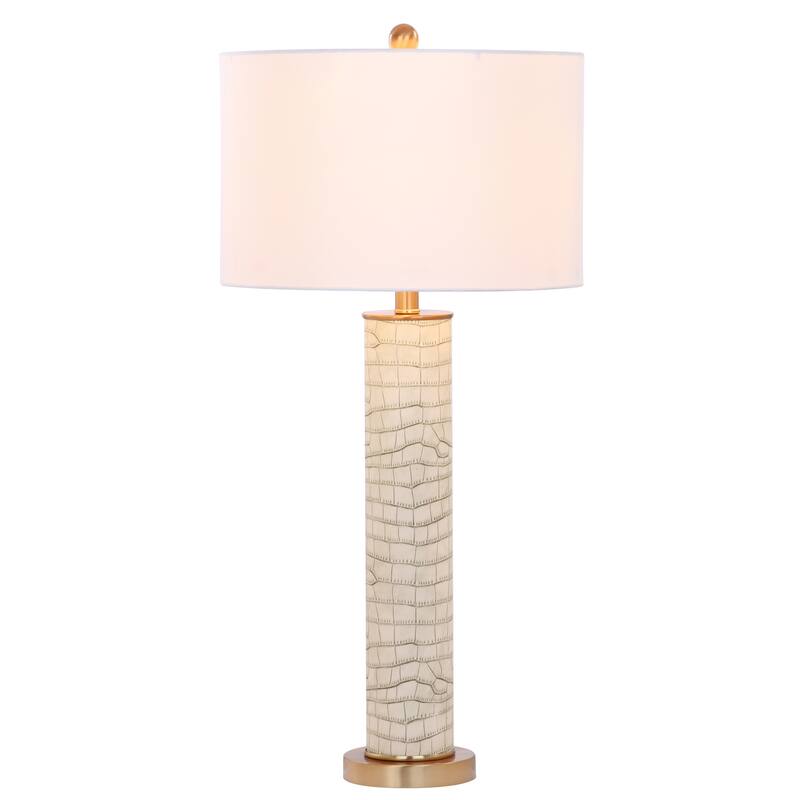 SAFAVIEH Lighting Tomika 32-inch Faux Alligator Grey Table Lamp (Set of 2) - 15"x15"x31.5" - 15Wx15Dx32H
