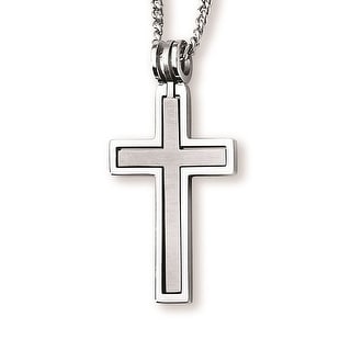 Sterling Silver Polished Matte Center Finish Cross Pendant Sterling Silver Polished Matte Center Finish Cross Pendant