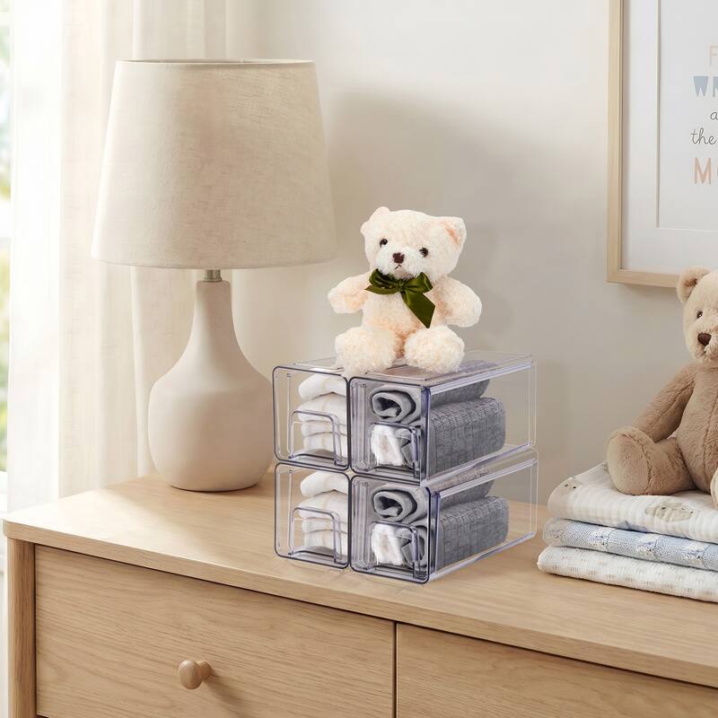 Sorbus Clear Stackable Storage Drawers Case with Handles - for Bathroom, Cabinet, Medicine & Baby Bottle Storage