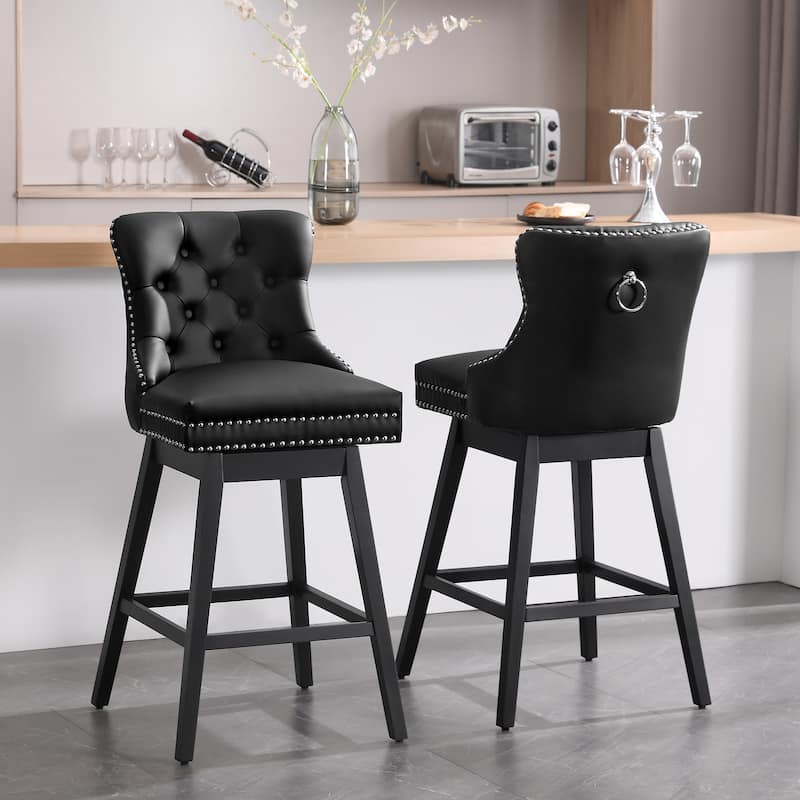 26"/29" Faux Leather Swivel Counter and Bar Height Stools (Set of 1/2/3/4)