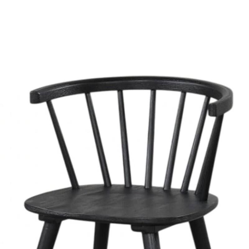 Yely Side Dining Chair Set of 2, Spindle Back, Shaker Legs, Black Rubberwood