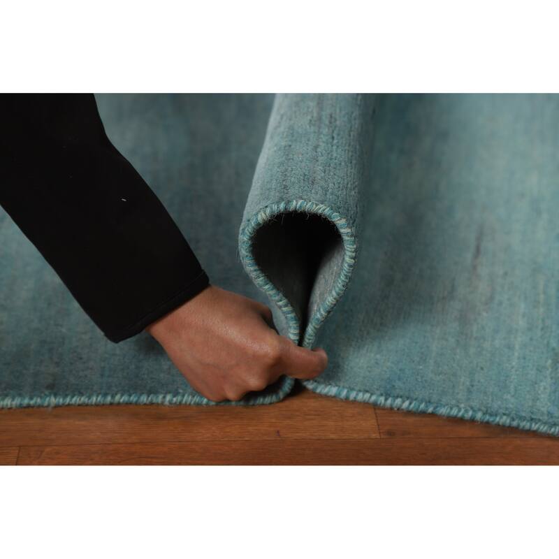 Light Blue Gabbeh Modern Foyer Rug Handmade Wool Carpet - 2'7"x 3'11"