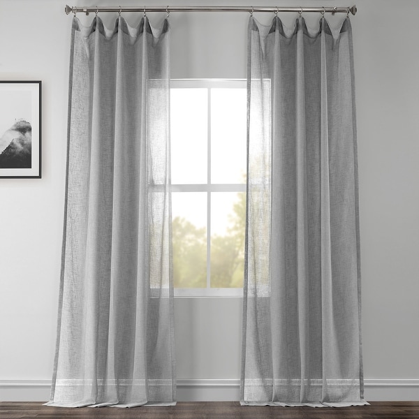 Exclusive Fabrics Nickel Faux Linen Sheer Curtain Panel. Opens flyout.