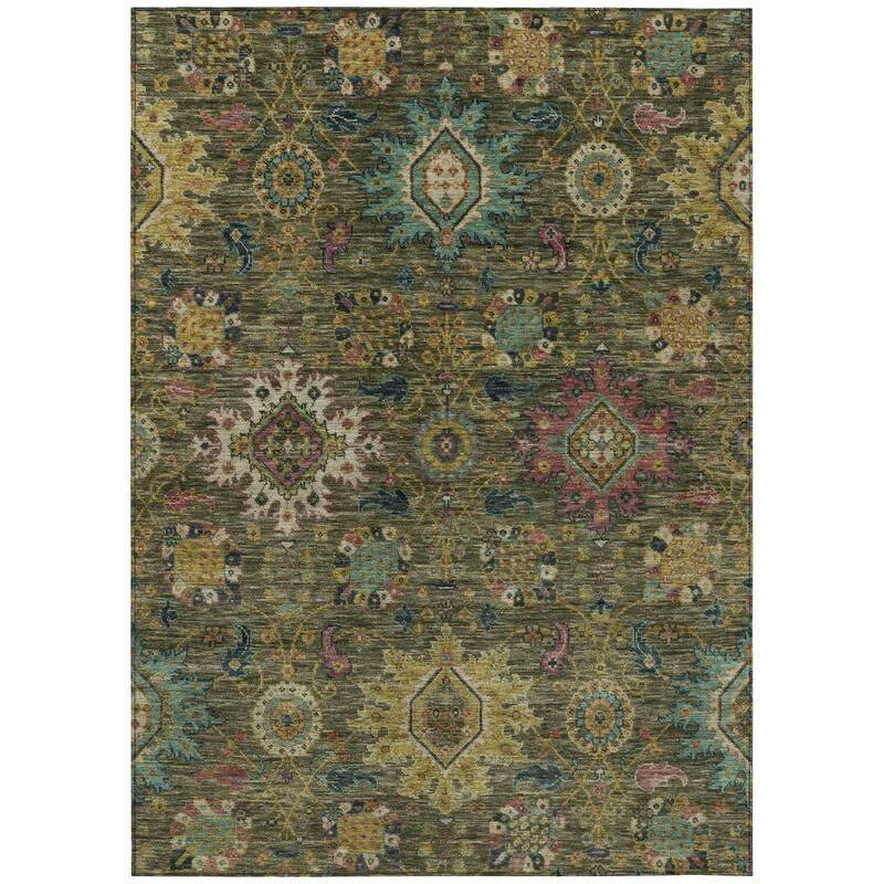 Machine Washable Indoor/Outdoor Boho Traditional Chantille Rug
