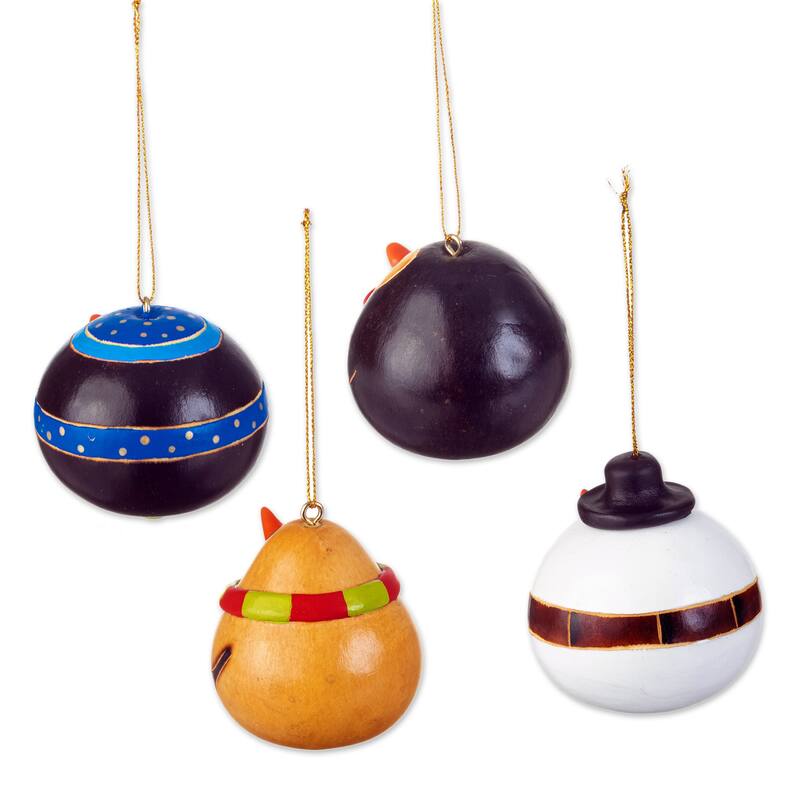 Novica Handmade Holiday Friends Dried Gourd Ornaments (Set Of 4)