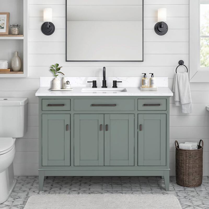 Madison 48 in. Single Sink Bathroom Vanity with Engineered Stone Top - 49" x 22"D x 35"H