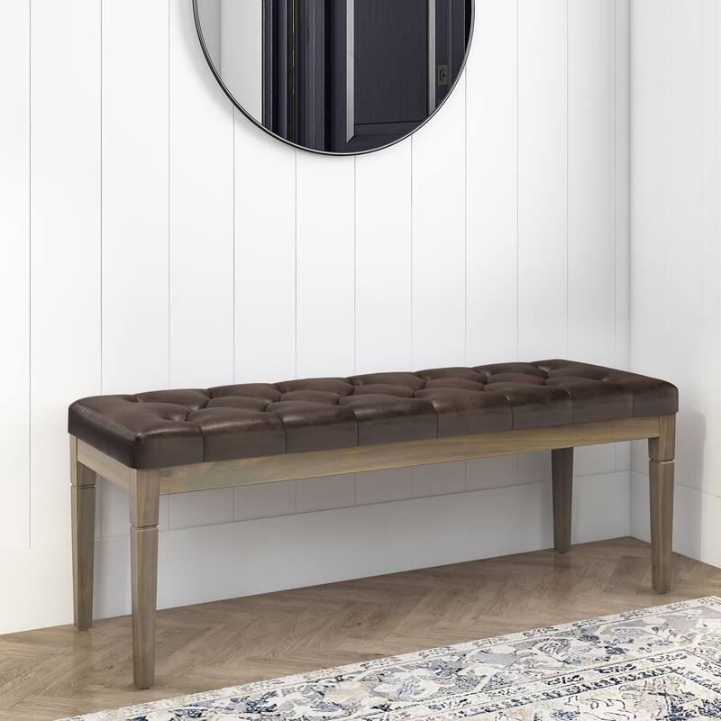 WYNDENHALL Hopewell 48 inch Wide Traditional Rectangle Ottoman Bench - Distressed Brown
