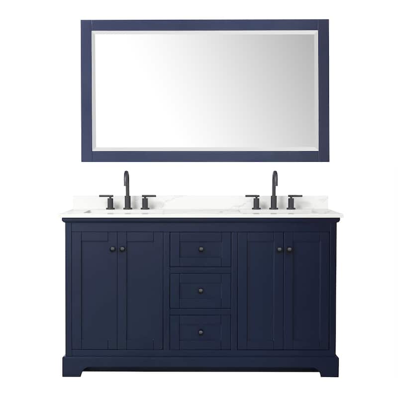 Avery 60-inch Double Vanity, Quartz Top, 58-inch Mirror