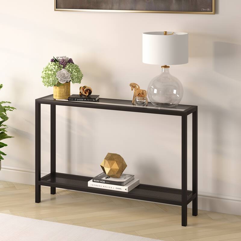 Rigan Modern Metal and Glass Console Table