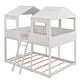 preview thumbnail 20 of 26, Full Over Full Wood Bunk Bed with Roof, Window, Guardrail & Ladder, Playhouse-Inspired, Safe & Durable Design, Antique Grey