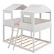 preview thumbnail 4 of 26, Full Over Full Wood Bunk Bed with Roof, Window & Guardrails - Fun Design