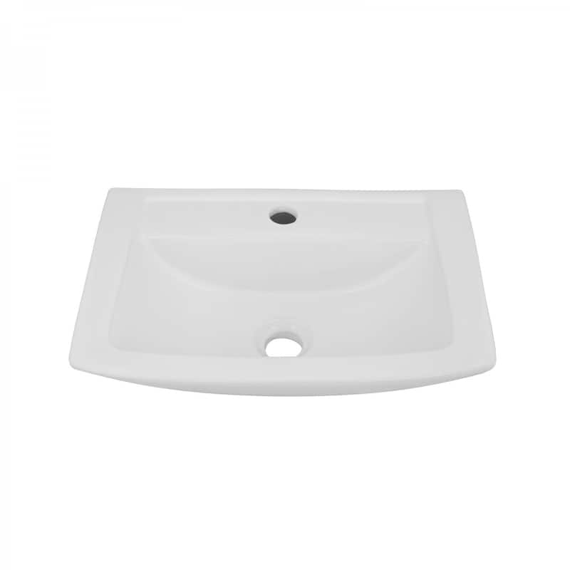 Vega Wall Mount Bathroom Sink 18 in. Small White Ceramic Wall Hung Sink with Single Faucet Hole Renovators Supply