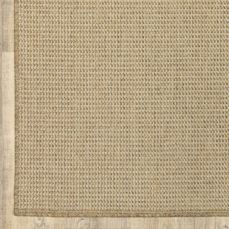 Style Haven Veranda Light Brown Solid Textured Indoor-Outdoor Area Rug