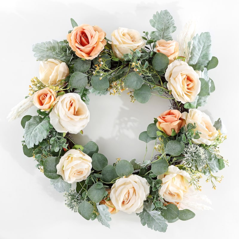SAFAVIEH Angelia Faux 24-inch Rose & Eucalyptus Wreath