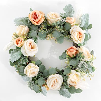 SAFAVIEH Faux 24-inch Rose & Eucalyptus Wreath