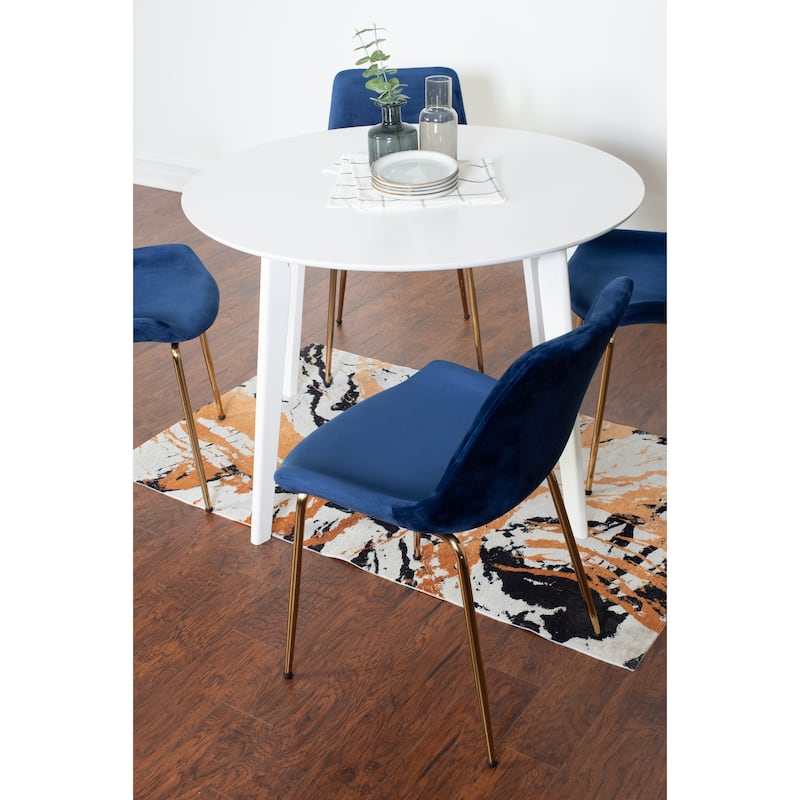 Roundhill Furniture Aufurr Contemporary 5-Piece Dining Set, White Round Table and 4 Chairs