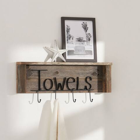 DRAKESTONE 24x8X3.5 Towel Rack w/ Hooks and Shelf