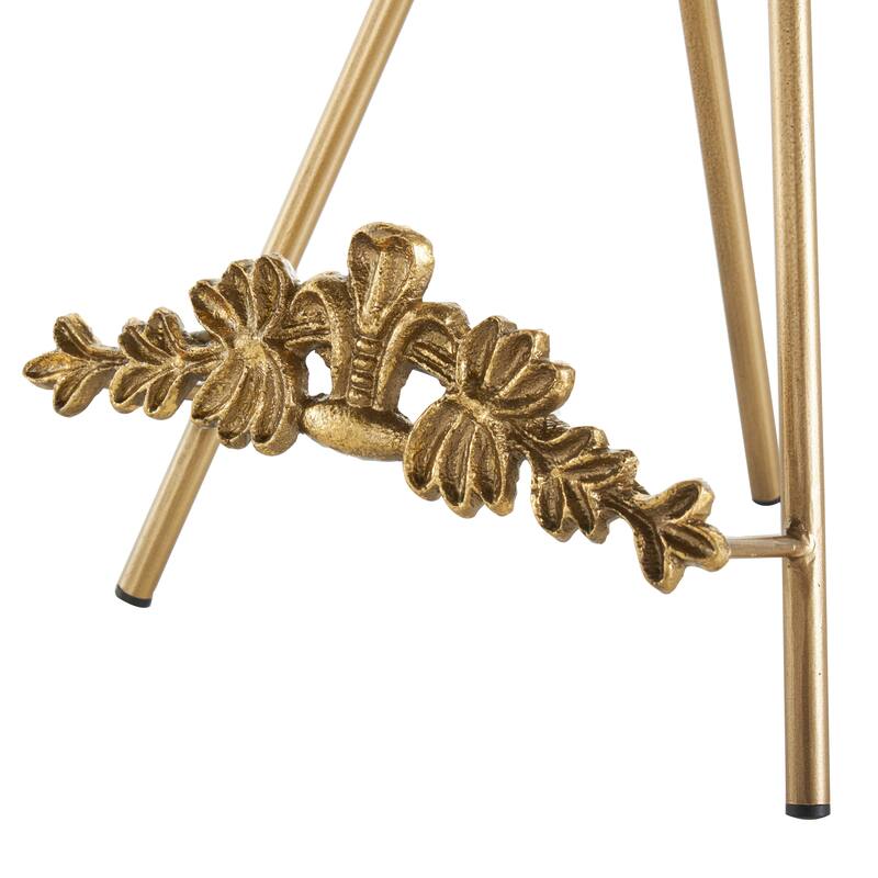 Gold Metal Arched Foldable Tabletop Easel with Vine Emblem