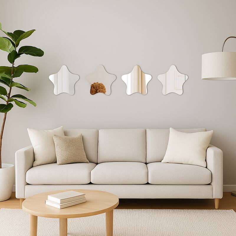Small Decorative Wall Self Adhesive Shaped Mirrors - Set of 4