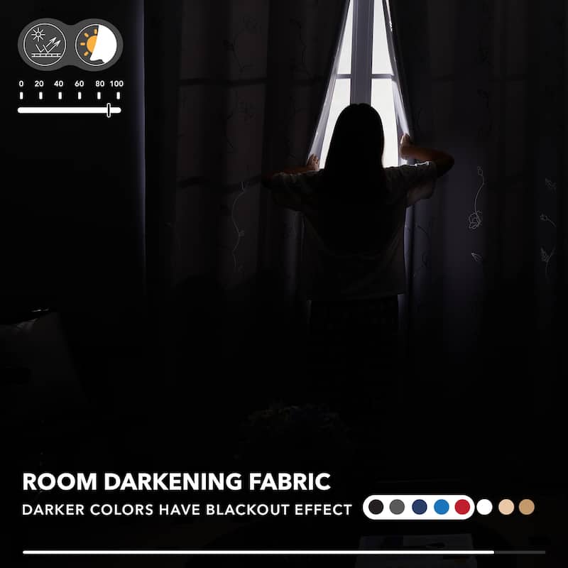 Deconovo Room Darkening Silver Floral Curtains (2 Panels)