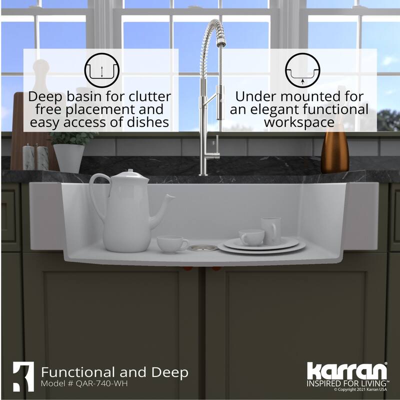 Karran USA QAR-740 Retrofit Farmhouse/Apron-Front Quartz/Granite 34"