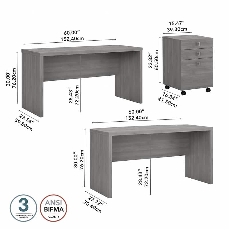 Echo Bow Front Desk and Credenza w/ Drawers by Bush Business Furniture