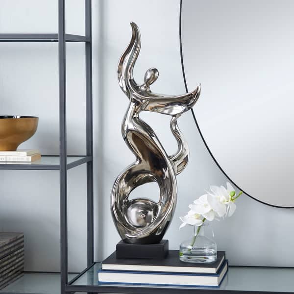 slide 2 of 10, Silver Ceramic Dancing People Decorative Sculpture