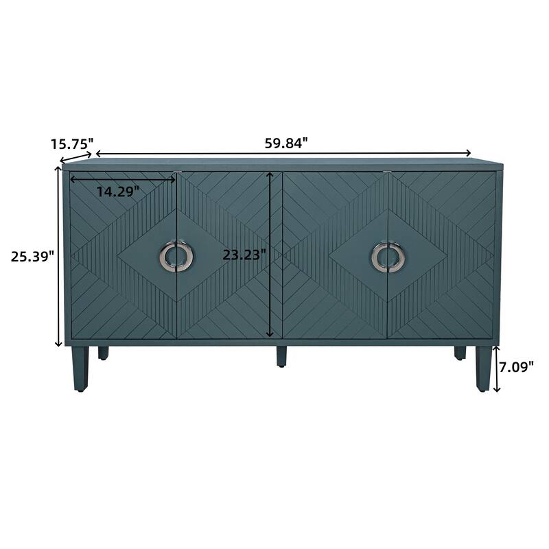 Stylish and Functional 4-Door Storage Cabinet with Adjustable Shelves