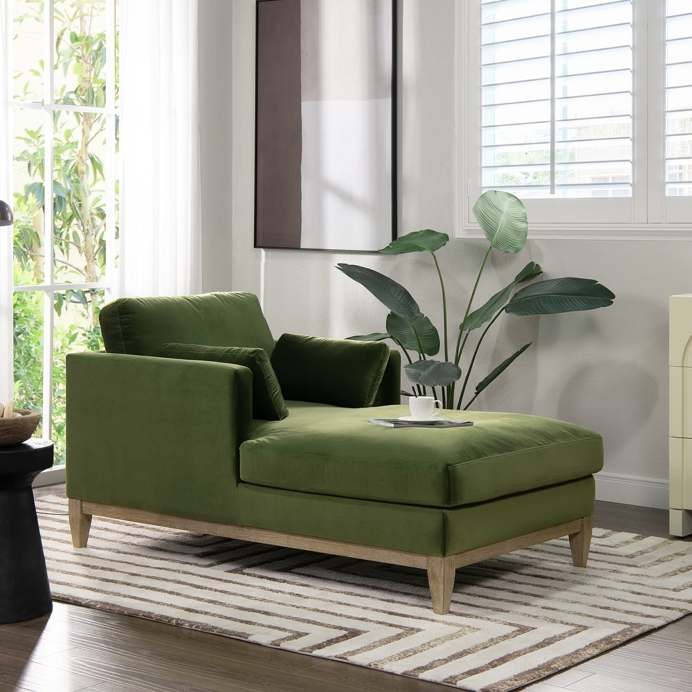 Knox 65" Modern Farmhouse Performance Velvet Chaise Lounge Chair