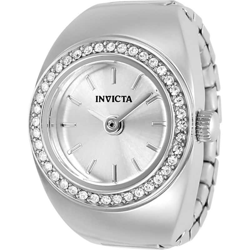 Invicta Women's 48943 Mini Quartz 2 Hand Silver Dial Ring Watch