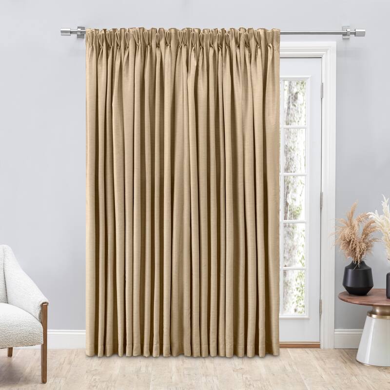 Premium Grasscloth Sheen Pinch Pleat w Back Tab Patio Curtain Panel - 100"W x 96"L - 96 Inches - Linen