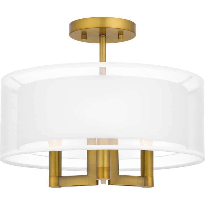 Bodnar 3-Light Aged Brass Semi-Flush Mount - Aged Brass