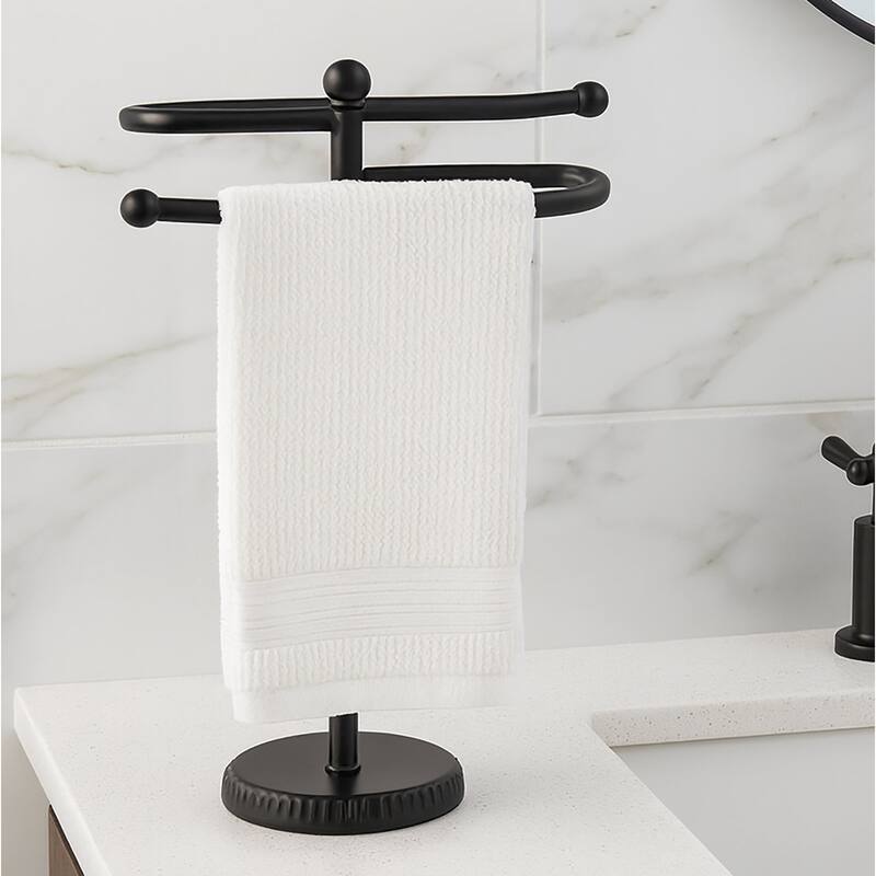 Matte Black Stainless Steel S-Design Fingertip Towel Holder With Heavy Base - Matte Black