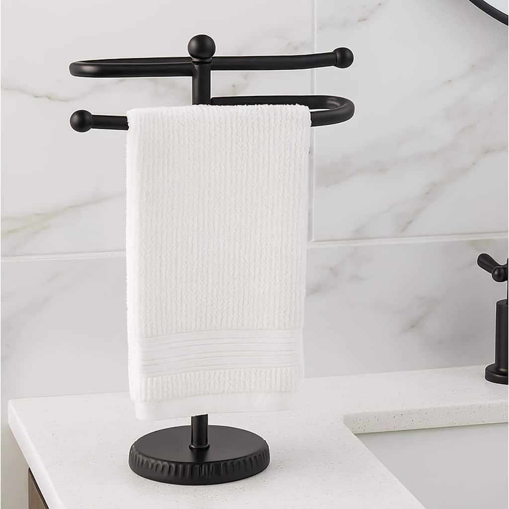 Matte Black Stainless Steel S-Design Fingertip Towel Holder With Heavy Base