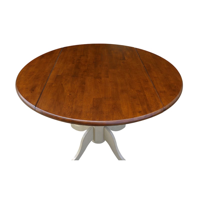 Round Pedestal Base Solid Wood 42-inch Drop-leaf Dining Table