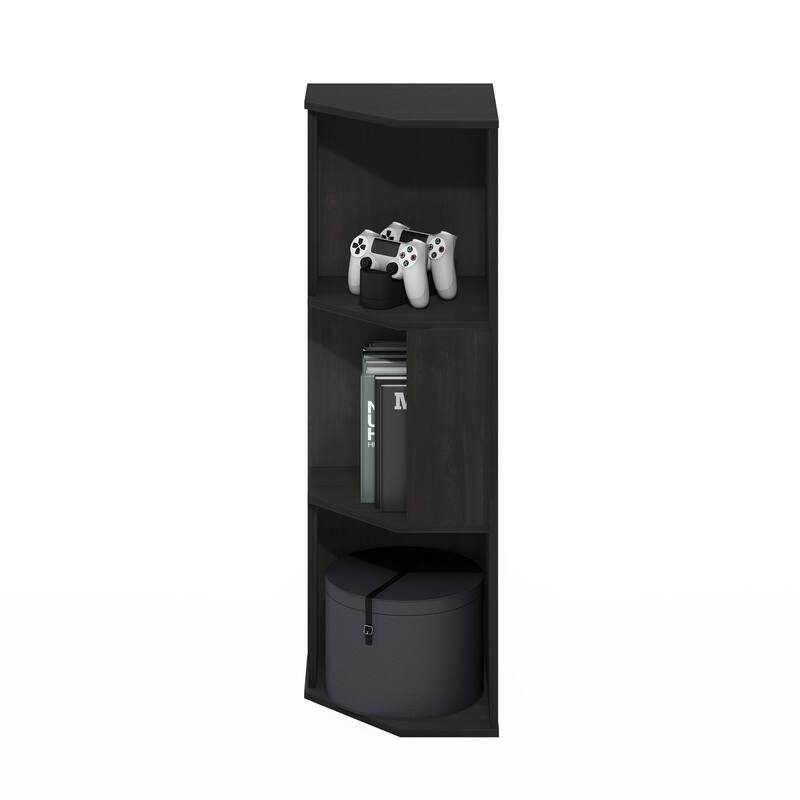 36.6 in. Tall Espresso Wood 3-Shelf Bookcase