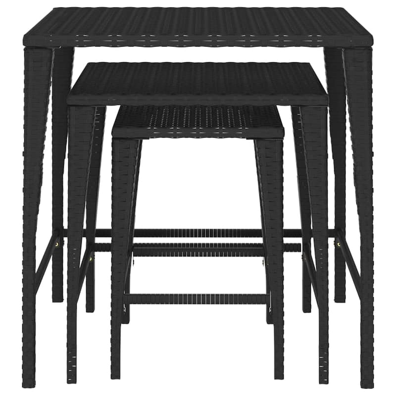 vidaXL Nesting Tables 3 pcs Brown Poly Rattan - 23.6" x 17.7" x 23.6"
