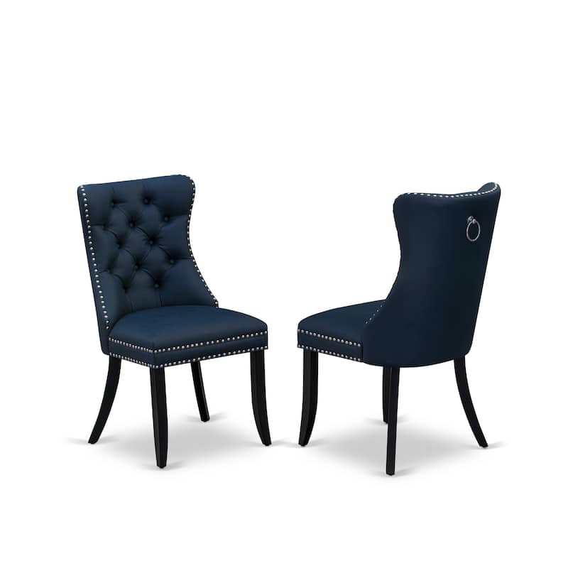 East West Furniture Dining Table Set- a Wooden Table with Butterfly Leaf and Upholstered Chairs, Black(Pieces Options)
