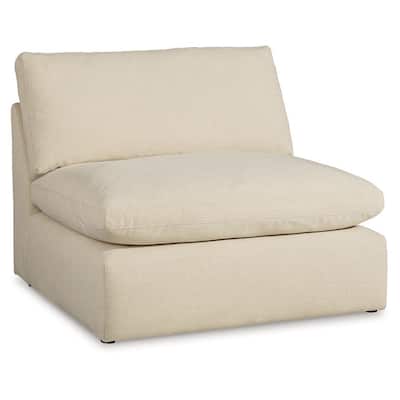 Elize Modular Armless Accent Chair, Beige Polyester, Plush Cushioning