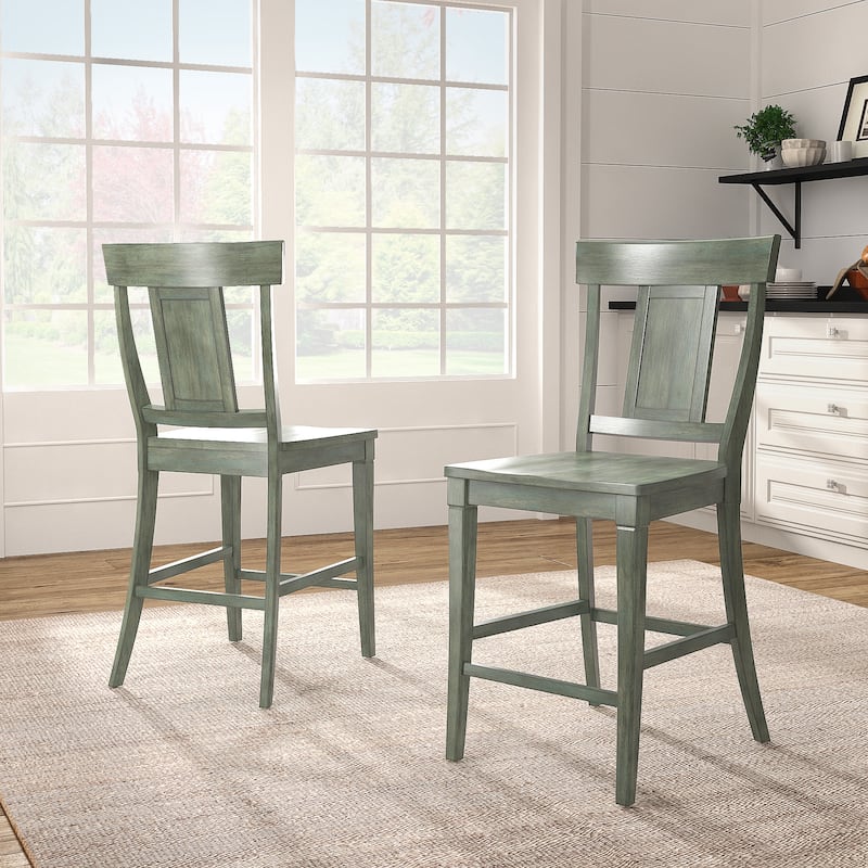 Ronda Panel Back Wood Counter Height Chairs (Set of 2)