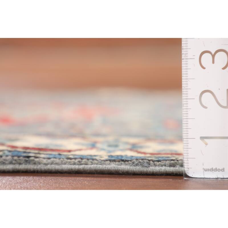 Geometric Grey Kazak Oriental Runner Rug Hand-Knotted Wool Carpet - 2'2" x 5'11"