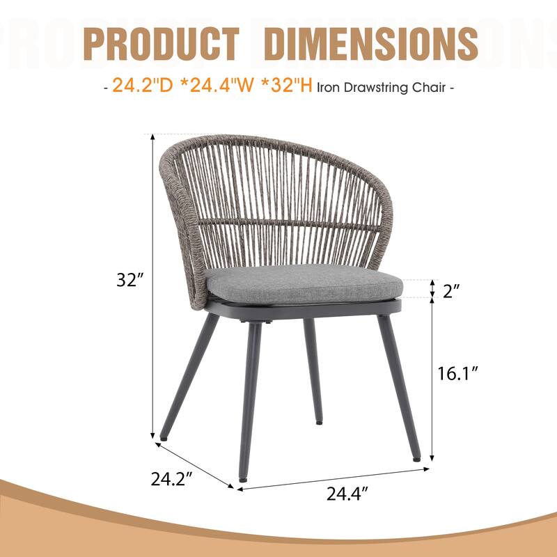 Outdoor 2-piece Dining Chair with Cushion