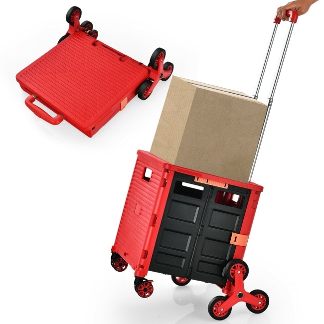 Portable Tools Carrier Plastic Foldable Crate, Telescopic Handle 2 Wheels -  China Mobile Tool Box with Wheels and Tool Organizer price
