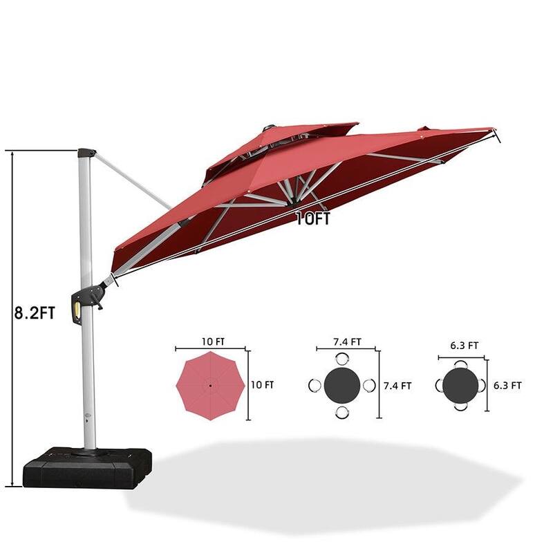 PURPLE LEAF 10 ft Double Top Round Windproof Offset Hanging Patio Umbrella