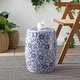 preview thumbnail 3 of 7, JONATHAN Y Lotus Blossom 17.5" Chinoiserie Ceramic Drum Garden Stool, Blue/White