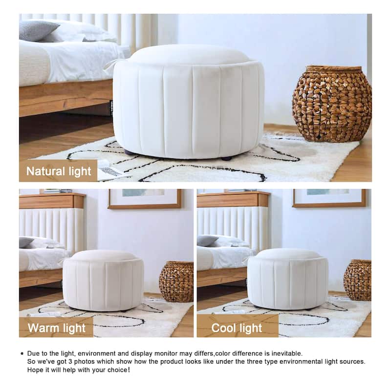 29" Modern Velvet Round Storage Ottoman