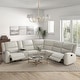 preview thumbnail 1 of 2, Furniture of America Jorwyn Beige Fabric 6-Seater Reclining Sectional Sofa with Cup Holders Beige
