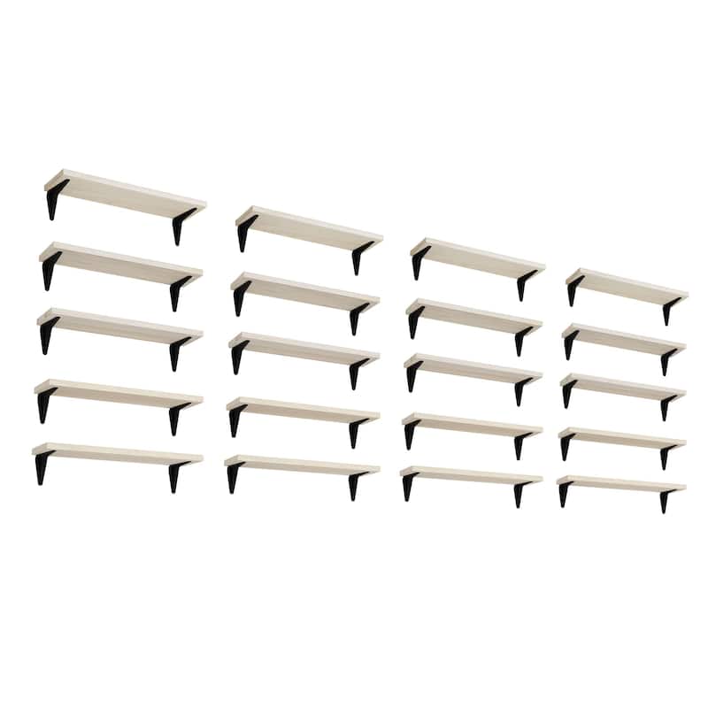 Wallniture Arras 17x4.5" Floating Bookshelves, Hanging Shelves for Living Room, Farmhouse Decor, Custom Finish and Piece Options - 20 Pieces Natural