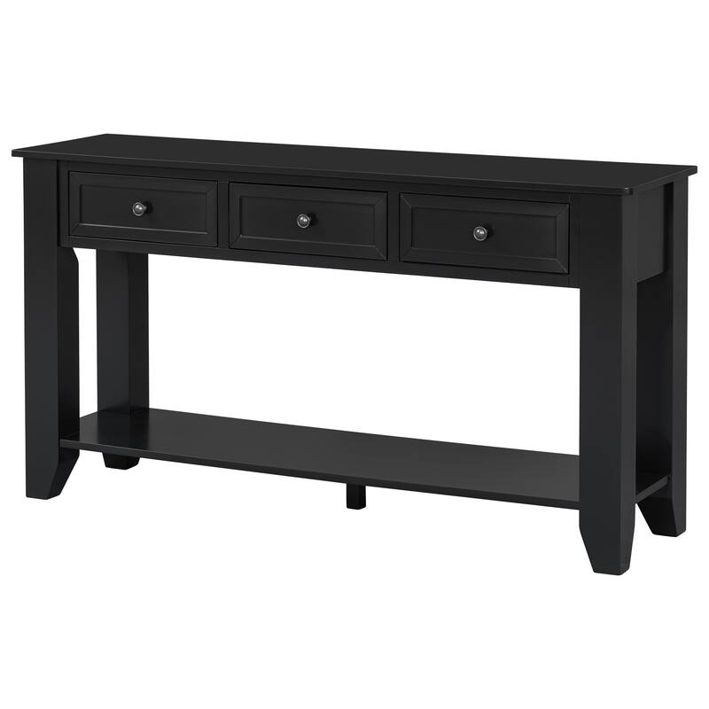 55.4" Modern Entryway Console Table with Three Storage Drawers,Sideboard with Poplar Legs and Metal Handles